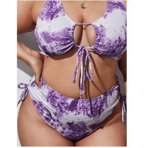 Shein Two Piece Plus Bikini Tie Dye 0xl Purple